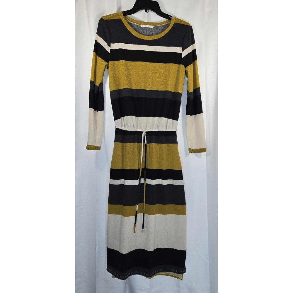 Reborn‎ Womens Brown Striped Sweater Dress 3/4 Sleeve Size Small